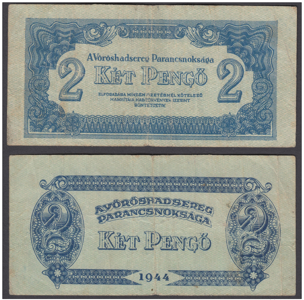 Hungary 2 Pengo 1944 (F+) Condition P-M3 Banknote Russian Occ. - Hongrie