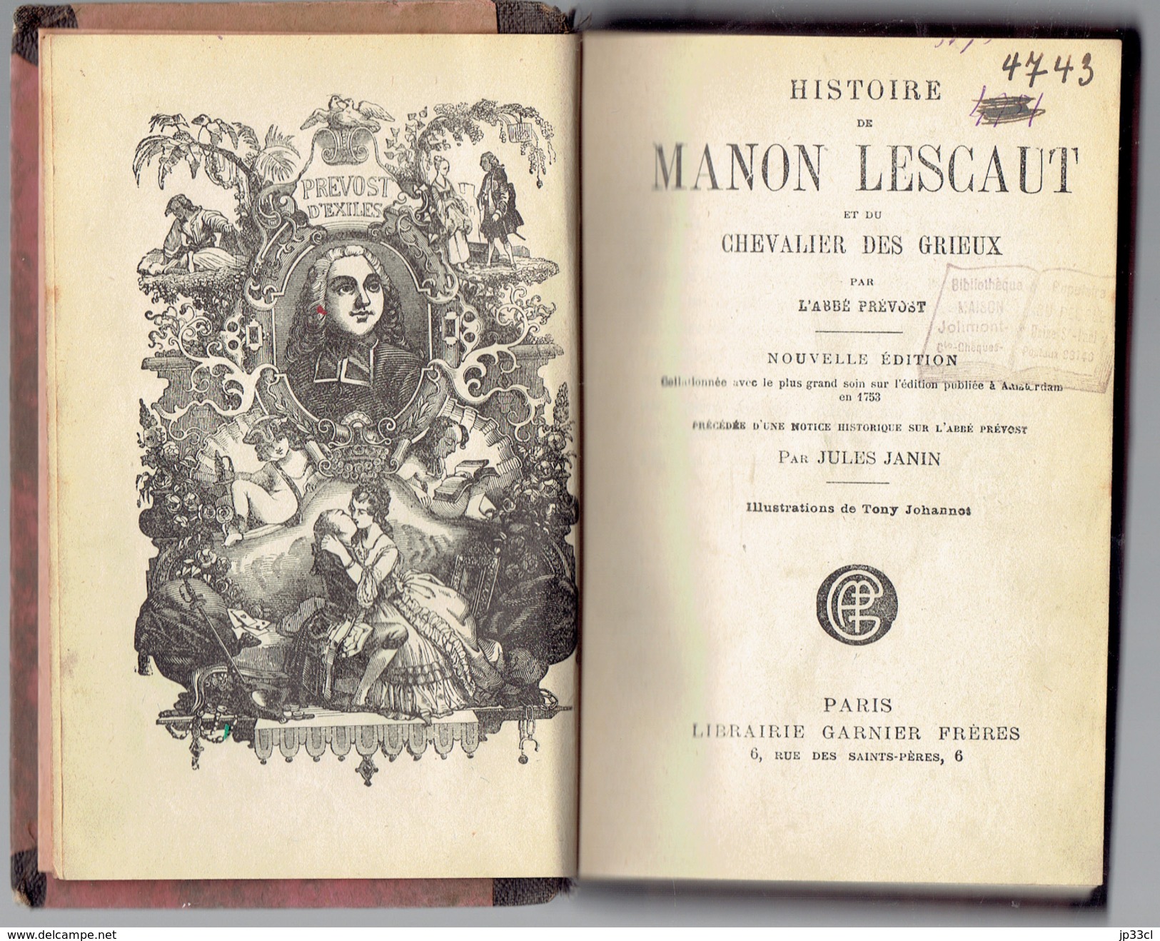 Manon Lescaut De L'Abbé Prévost Par Jules Janin (Illustrations De Tony Johannot) Collationné Sur L'édition De 1753 - 1801-1900