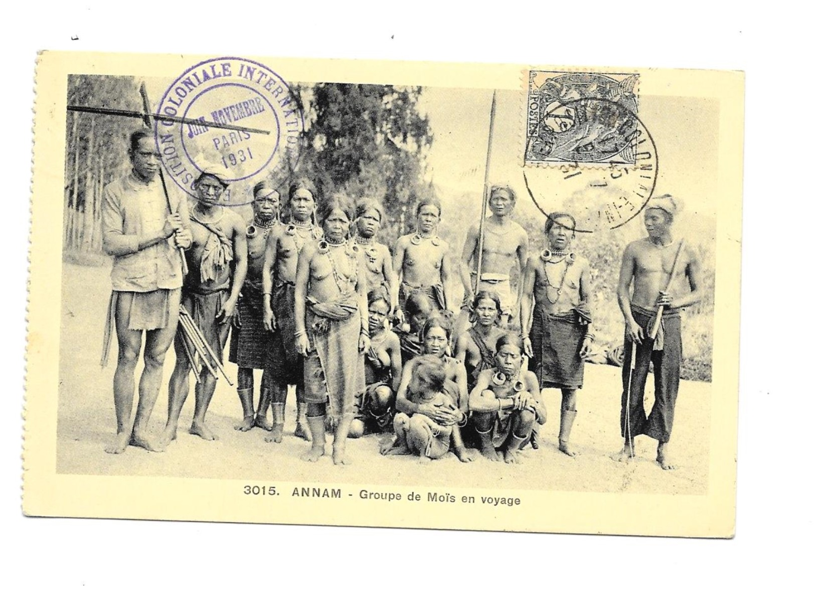 ANNAM- Scènes De La Vie Indigène : Groupe De Moïs En Voyage (expo Timbres Et Cachets De 1931) - Vietnam