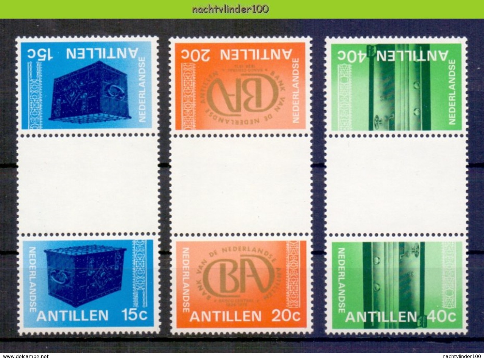 Mwa0573a BANK SCHATKIST KLUISDEUR  SAFE DOOR TREASURE BOX * BRUGPAAR GUTTERPAIR * NEDERLANDSE ANTILLEN 1978 PF/MNH - Antillen