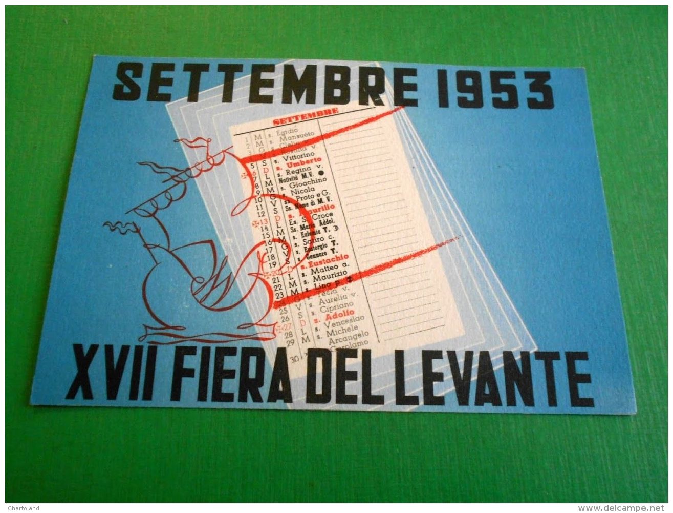 Cartolina Bari - XVII Fiera Del Levante ( Settembre 1953 ) - Bari