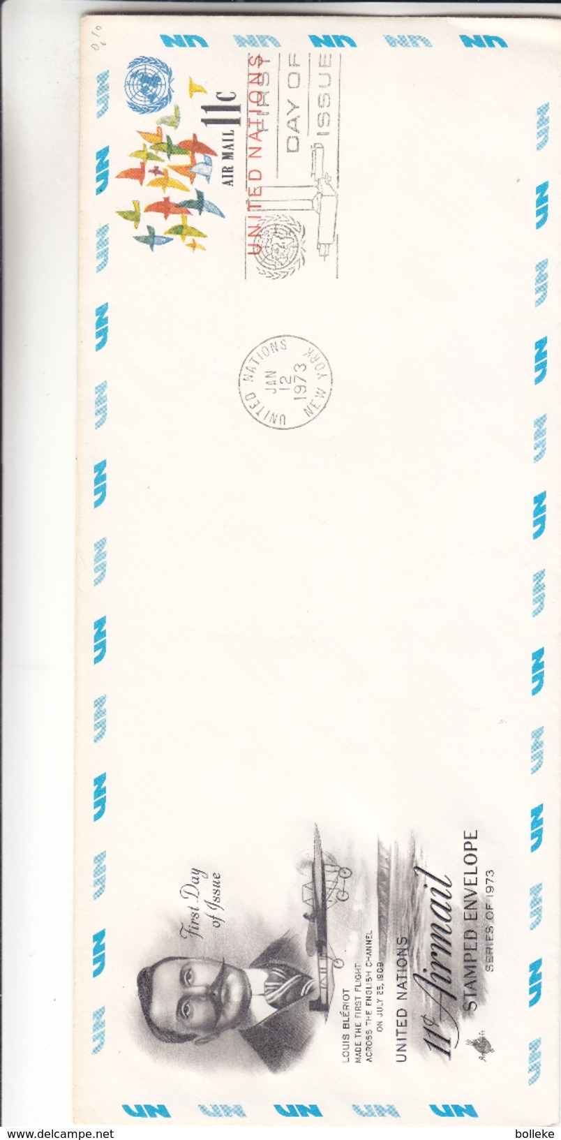 Nations Unies - Lettre Avion De 1973 - Entier Postal - Oblit New York - Louis Blériot - Lettres & Documents