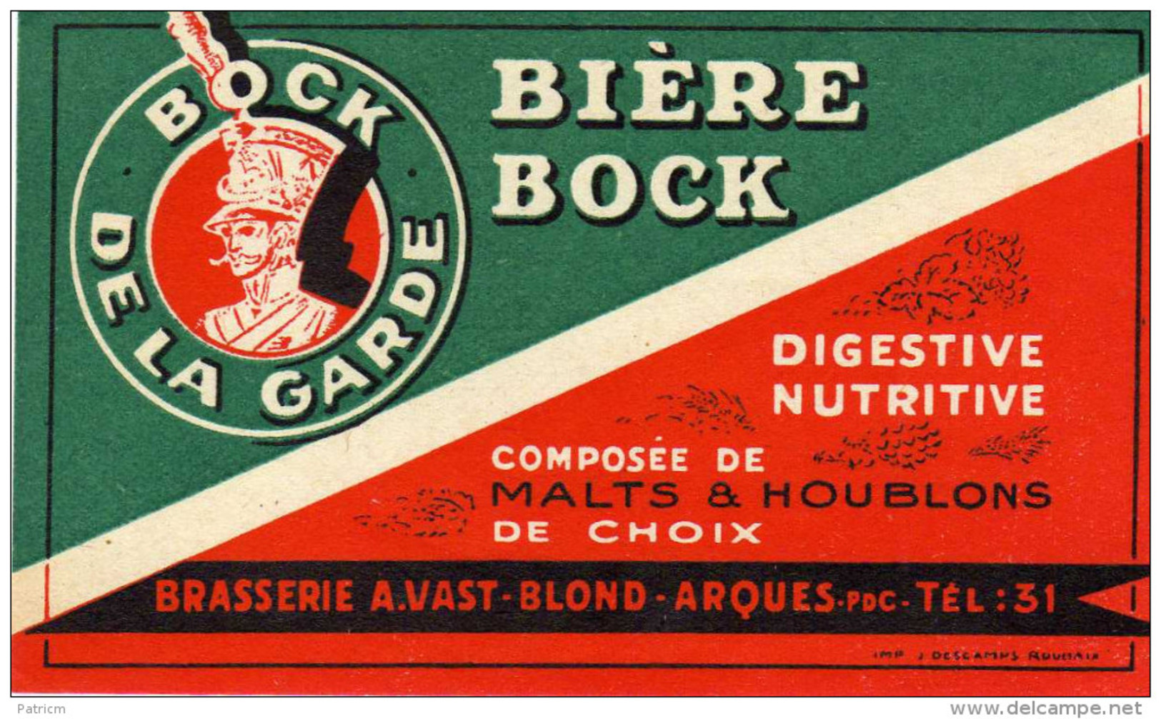 Etiquette (label) Ancienne De Biere Française  ( Beer, Cerveza, Birra, Bier);Brasserie A VAST PDC - Bière