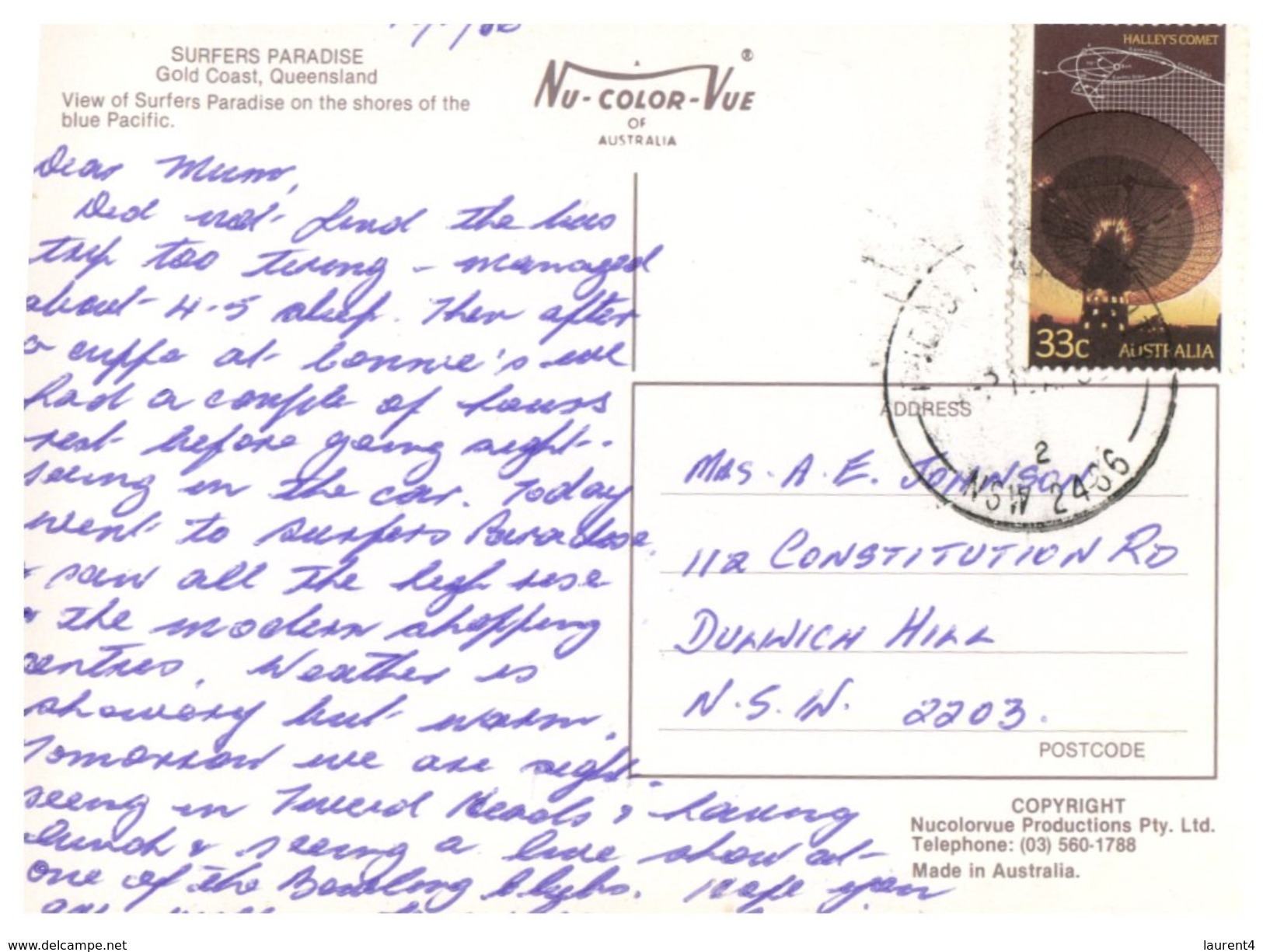 (995) Australia  - (with Stamp At Back Of Card) - QLD - Surfers Paradise - Gold Coast