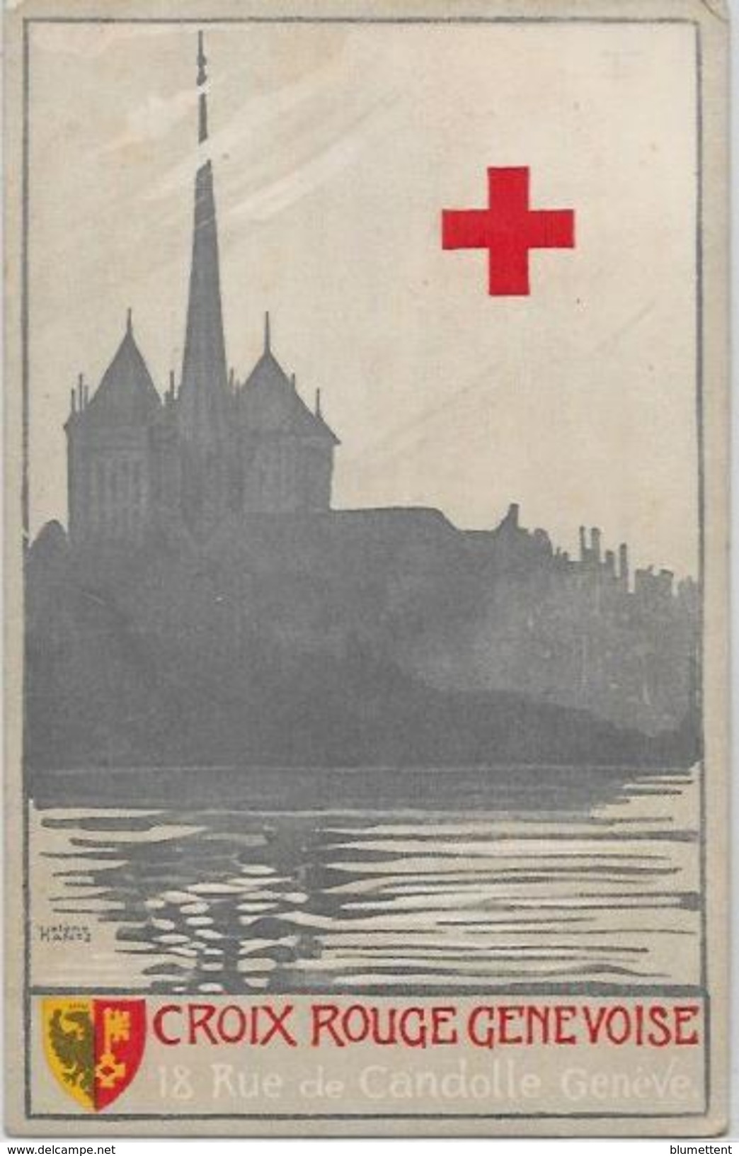 CPA Croix Rouge Red Cross Genève Suisse Helvétia Par Hélène HANTZ Non Circulé - Croix-Rouge