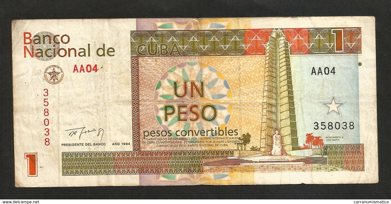 CUBA - BANCO NATIONAL De CUBA - 1 PESO CONVERTIBLE (1994) - Cuba