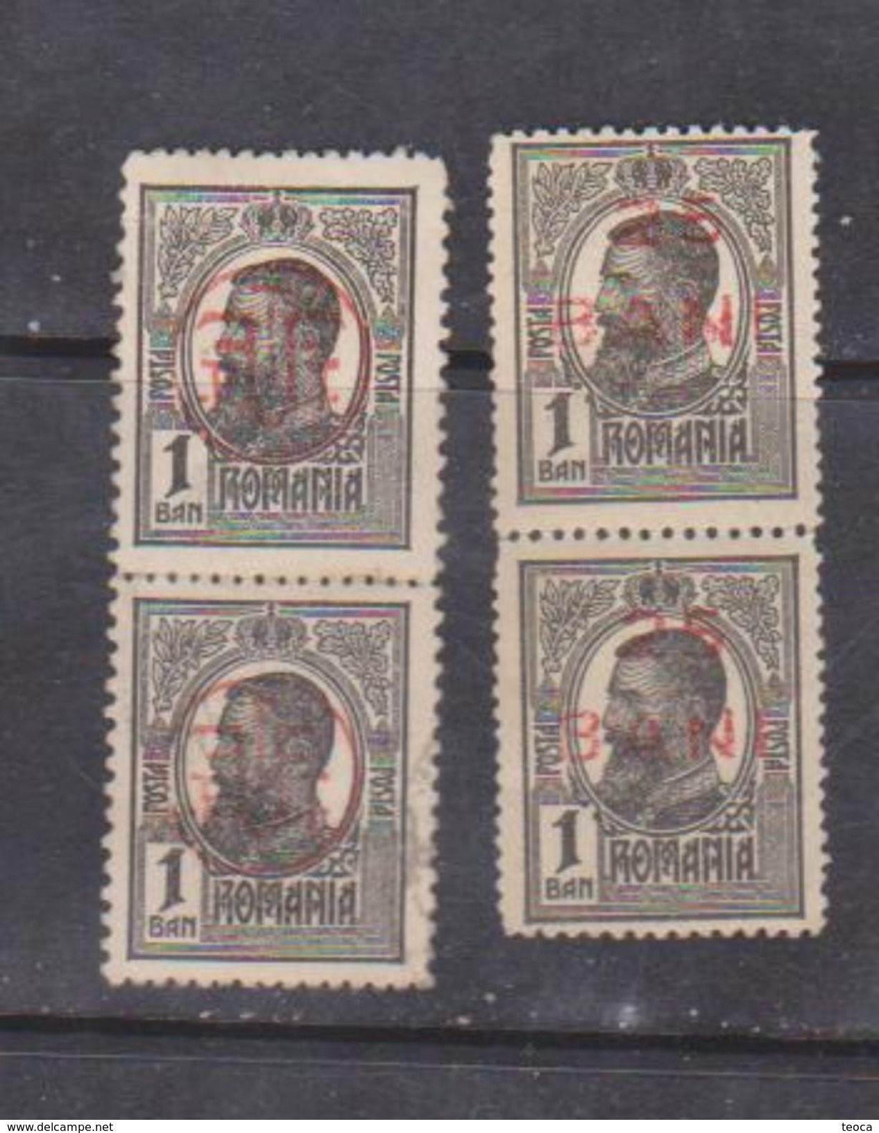 ERROR KING CAROL I, ROMANIA  1918 , PAIR , ROMANIA,  OVERPRINT 25 BANI AND PTT - Nuevos