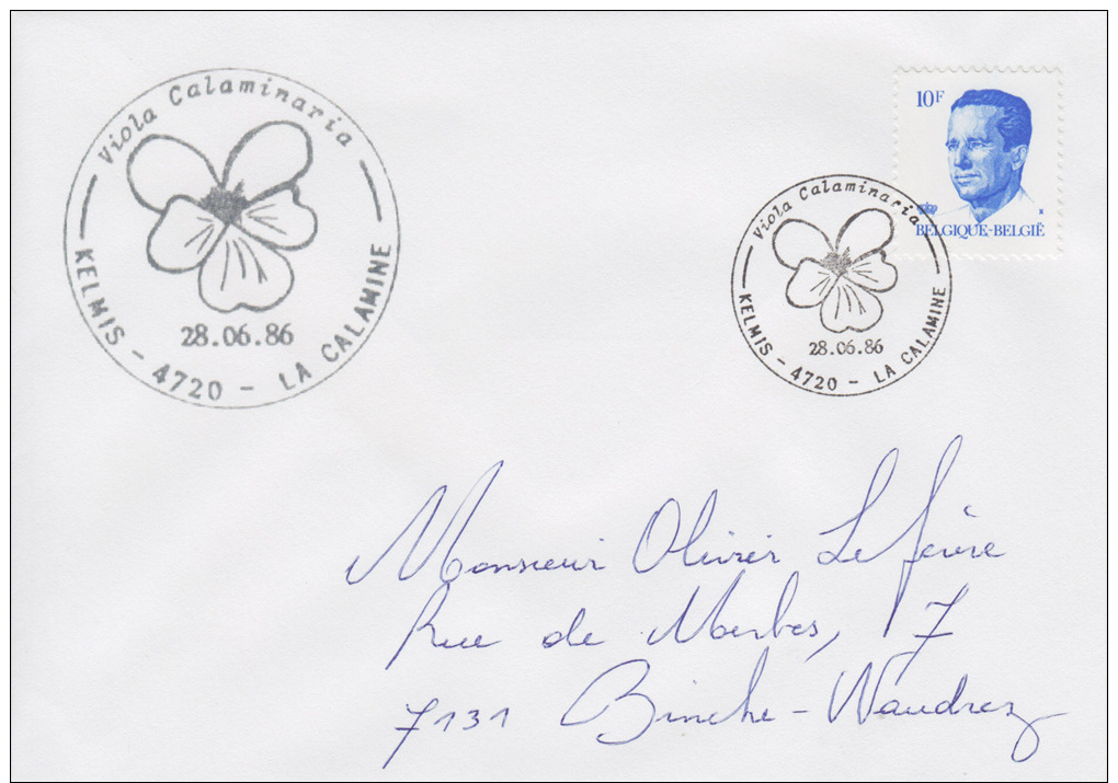 Enveloppe (1986-06-28, Kelmis 4720 La Calamine) RB - Violette Jaune - OL - Andere & Zonder Classificatie