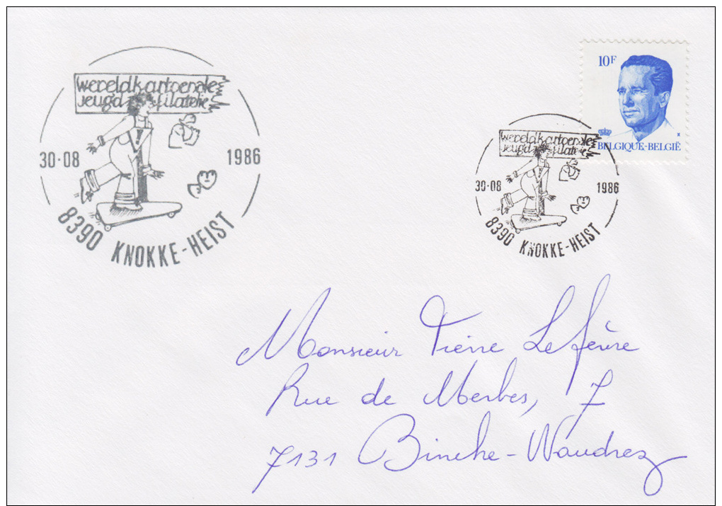 Enveloppe (1986-08-30, 8390 Knokke-Heist) RB - Enfant Sur Une Planche à Roulettes - PL - Andere & Zonder Classificatie