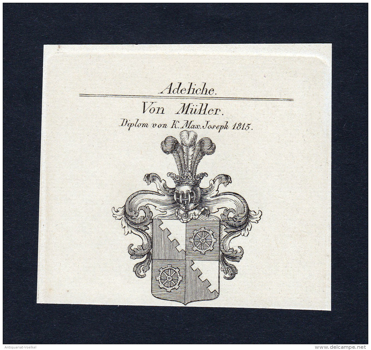 Von Müller - Müller Mueller Wappen Adel Coat Of Arms Kupferstich  Heraldry Heraldik - Stiche & Gravuren