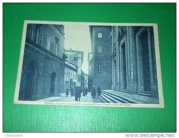 Cartolina Fermo - Corso Vittorio Emanuele III Con Parte Del Palazzo Rosate 1930 - Ascoli Piceno