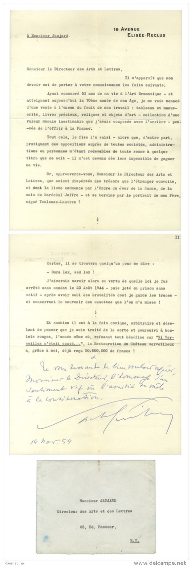 GUITRY Sacha (1885-1957), Acteur, Auteur Dramatique Et Cin&eacute;aste. - Sonstige & Ohne Zuordnung