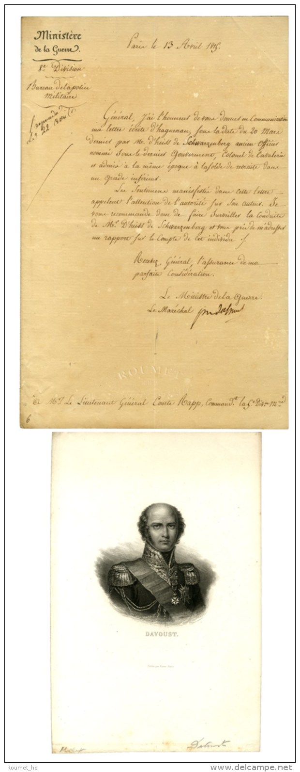 DAVOUT Louis Nicolas, Prince D'Eckm&uuml;hl (1770-1823), Mar&eacute;chal D'Empire. - Sonstige & Ohne Zuordnung