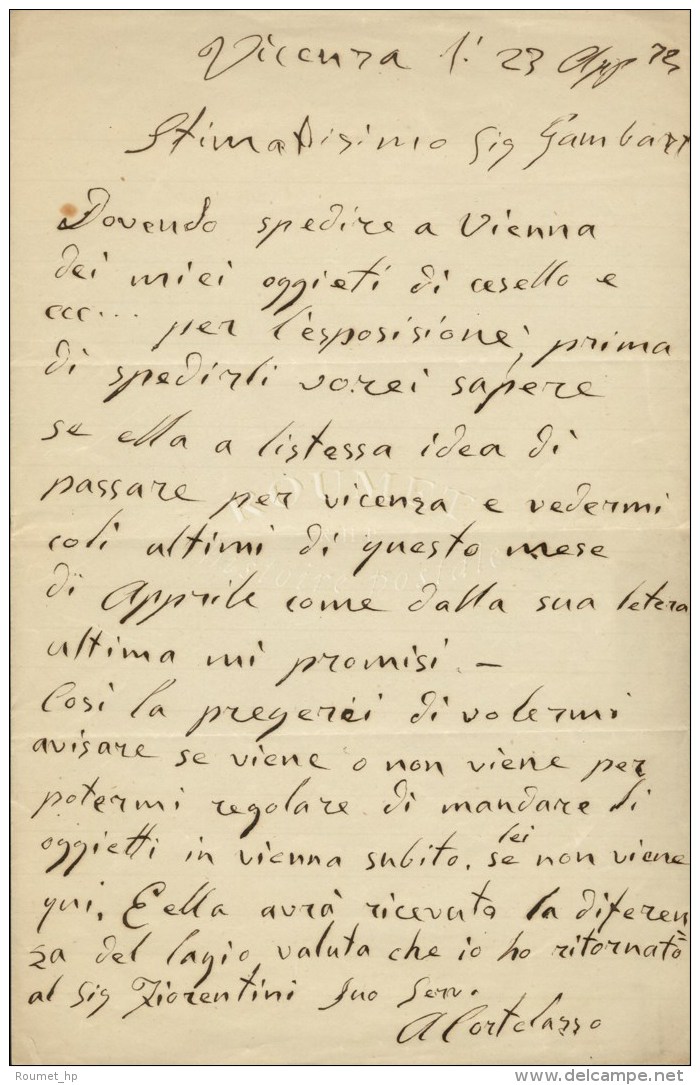 CORTELAZZO Antonio (1819-1905), Sculpteur Et Ciseleur Italien. - Sonstige & Ohne Zuordnung