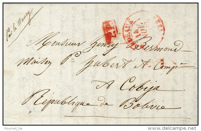 C&agrave;d T 13 BORDEAUX (32) (R) + P.P. (R) Sur Lettre Pour Cobija (Bolivie). 1838. - TB. - Sonstige & Ohne Zuordnung