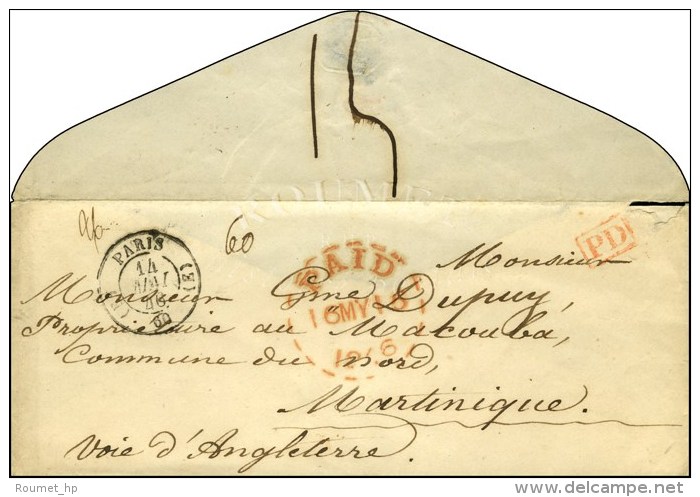 (E) PARIS (E) 60 Sur Lettre Pour St Pierre De La Martinique. 1846. - TB / SUP. - Sonstige & Ohne Zuordnung