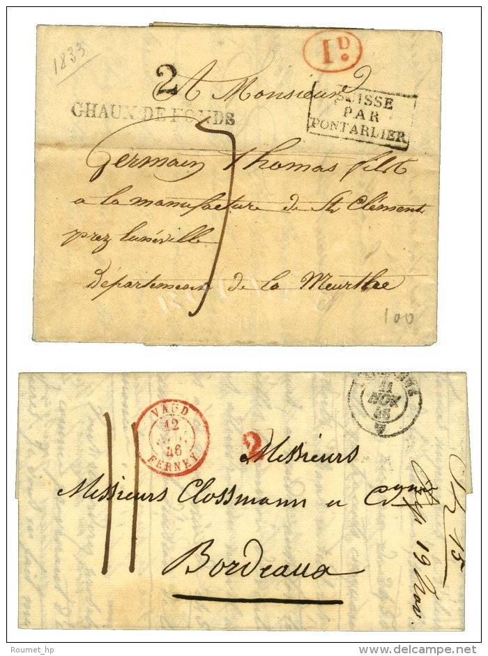 Lot De 2 Lettres De Suisse Adress&eacute;es En France Avec Marques D'entr&eacute;e : SUISSE / PAR / PONTARLIER Et... - Other & Unclassified