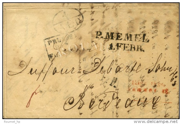 Lettre Avec Texte Dat&eacute; De Riga 1832, Au Recto P.MEMEL, P.P.  Et Marque D'&eacute;change 1 / A.E.D. - TB. - Sonstige & Ohne Zuordnung