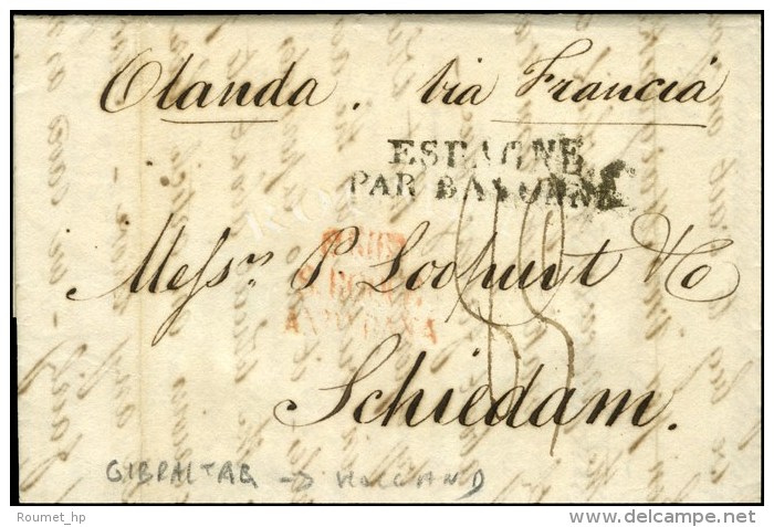 Lettre Avec Texte Dat&eacute; De Gibraltar Le 14 D&eacute;cembre 1826 Adress&eacute;e &agrave; Schiedam (Hollande).... - Other & Unclassified