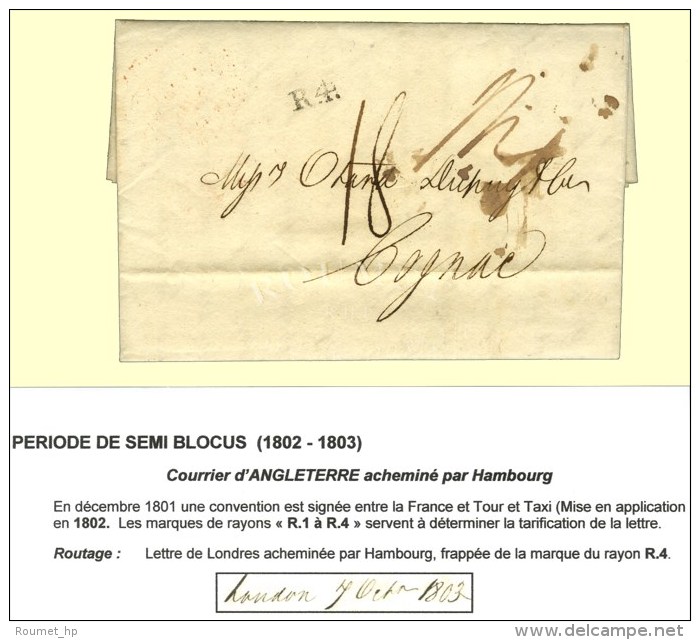 Lettre Avec Texte Dat&eacute; De Londres Le 7 Octobre 1803 Achemin&eacute;e Par Hambourg. Au Verso Cachet Rouge Du... - Sonstige & Ohne Zuordnung