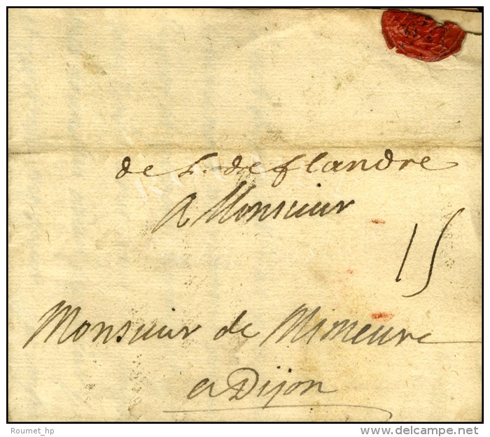 '' De L De Flandre '' Sur Lettre Avec Texte Dat&eacute; '' Au Camp De Corbeck Le 15 Ao&ucirc;t 1705 ''. - TB. - R. - Armeestempel (vor 1900)