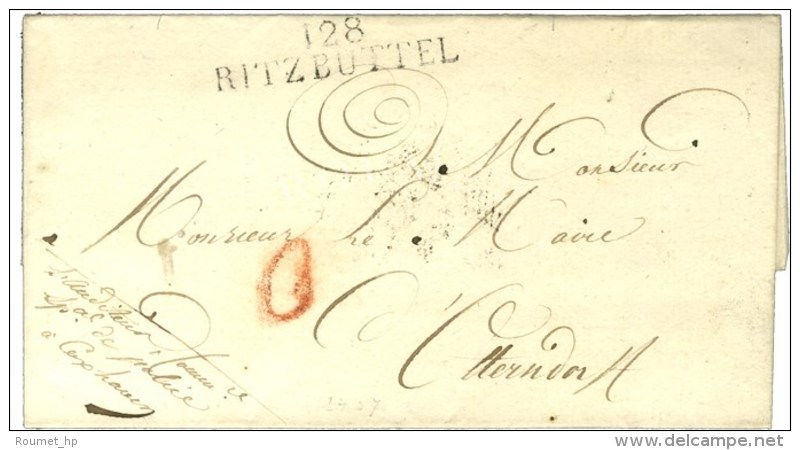 128 / RITZBUTTEL Sur Lettre Sans Texte En Franchise. - TB / SUP. - 1792-1815: Départements Conquis