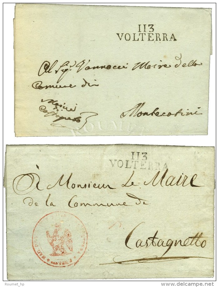 Lot De 2 Lettres En Franchise : 113 / VOLTERA 1810 Et Idem 1812. - SUP. - 1792-1815: Départements Conquis