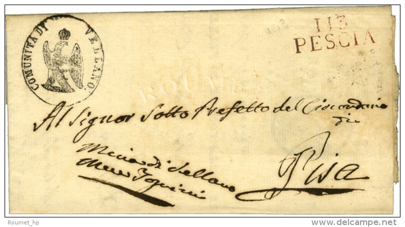 113 / PESCIA Sur Lettre En Franchise. Au Recto, Cachet Aigle De La Commune De Vellano. - SUP. - 1792-1815: Départements Conquis
