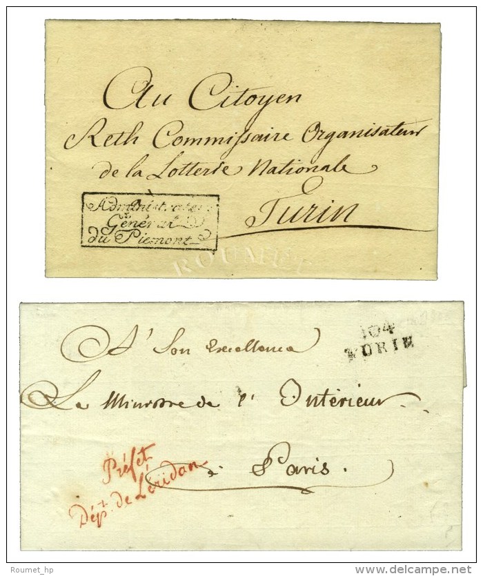 Lot De 2 Franchises De Turin. - TB. - 1792-1815: Départements Conquis