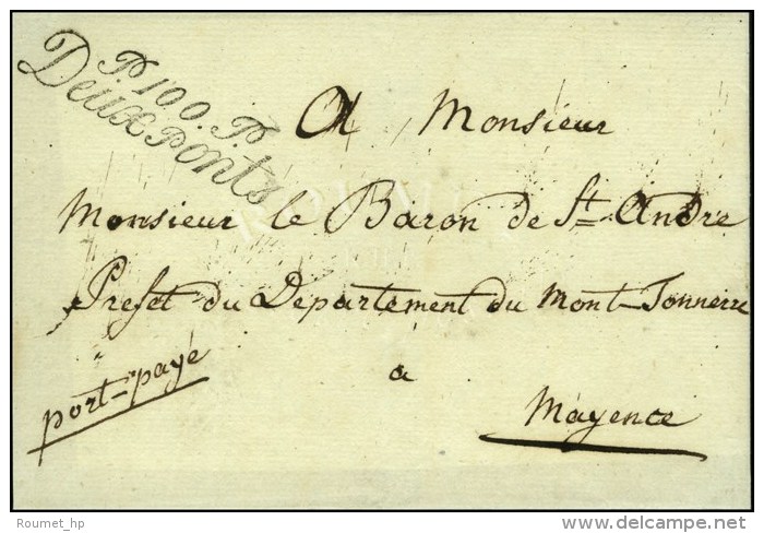 P. 100. P / Deux Ponts Sur Lettre Sans Texte. - SUP. - R. - 1792-1815: Départements Conquis