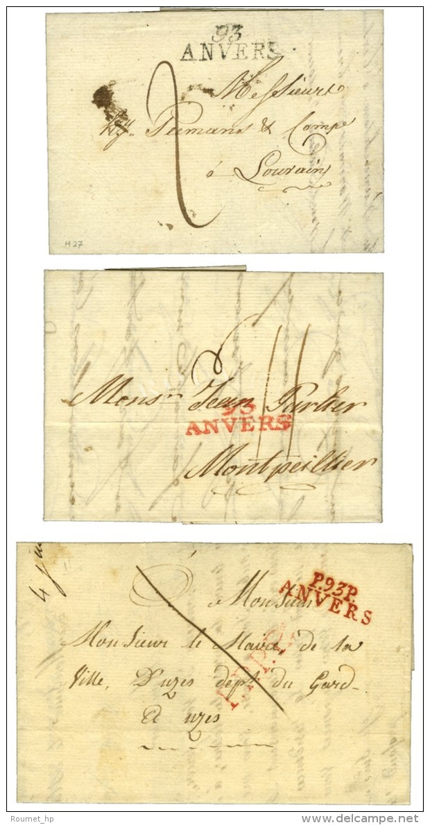 93 / ANVERS 1812 ; Idem Rouge An 9 ; P. 93. P. / ANVERS Rouge 1808. - SUP. - 1792-1815: Départements Conquis