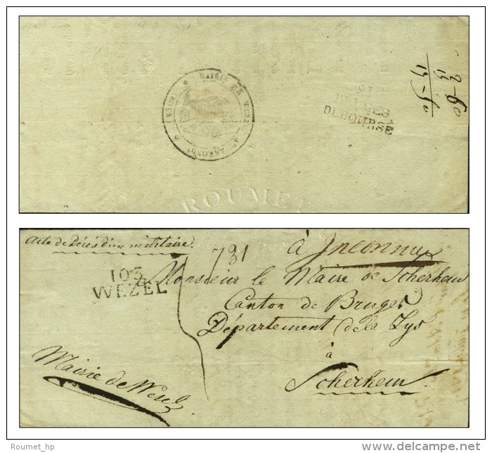 103 / WEZEL Sur Lettre Pour Scherheim. Au Recto, 91 / BRUGES /DEBOURSE. 1811. - TB. - R. - 1792-1815: Départements Conquis