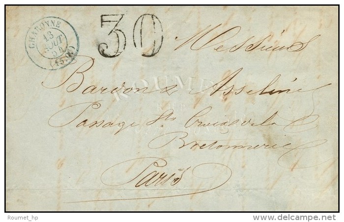 C&agrave;d Taxe Bleu CHARONNE / (15c.) + Taxe 30 DT. 1854. - SUP. - Sonstige & Ohne Zuordnung