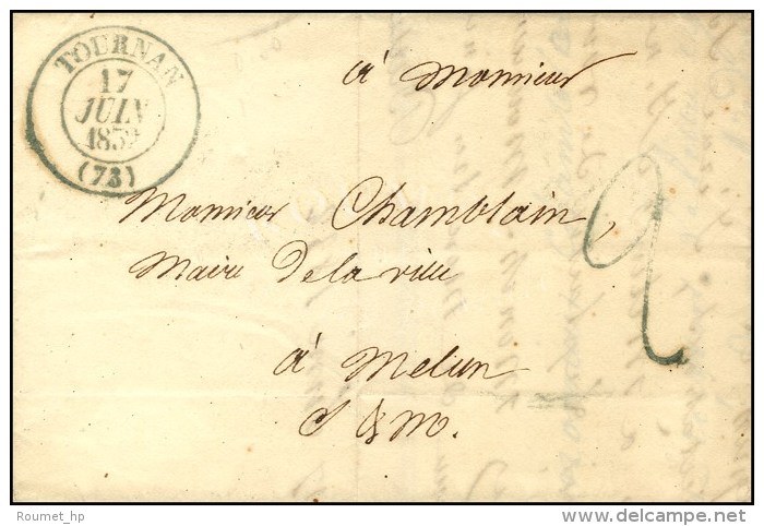C&agrave;d T 13 Bleu TOURNAN (73) Taxe Tampon 2 Bleue. 1852. - TB / SUP. - Sonstige & Ohne Zuordnung