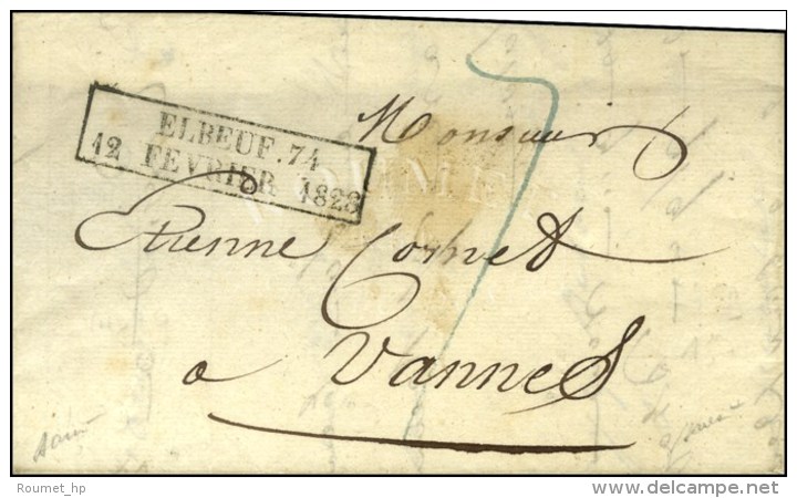 Cachet Encadr&eacute; D'essai De F&eacute;vrier 28 : ELBEUF 74 / 12 FEVRIER 1828. - SUP. - RR. - Sonstige & Ohne Zuordnung