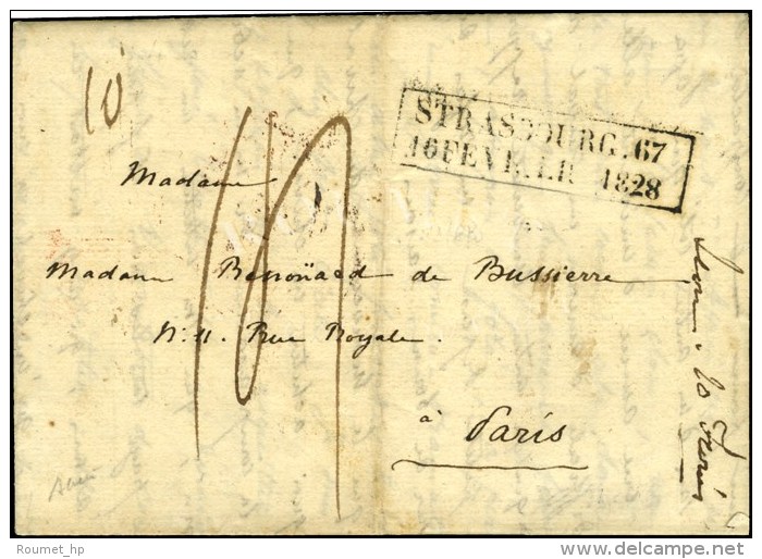 Cachet Encadr&eacute; D'essai De F&eacute;vrier 28 : STRASBOURG 67 / 16 FEVRIER 1828. - SUP. - RR. - Sonstige & Ohne Zuordnung