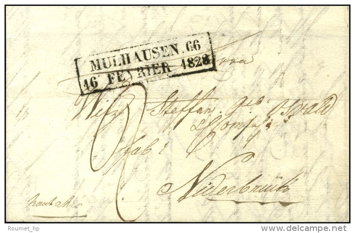 Cachet Encadr&eacute; D'essai De F&eacute;vrier 28 : MULHAUSEN 66 / 16 FEVRIER 1828. - SUP. - RR. - Sonstige & Ohne Zuordnung