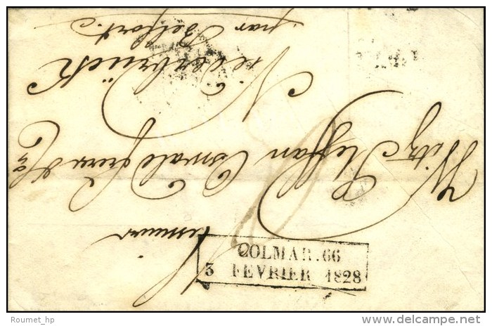 Cachet Encadr&eacute; D'essai De F&eacute;vrier 28 : COLMAR 66 / 3 FEVRIER 1828. - SUP. - RR. - Sonstige & Ohne Zuordnung