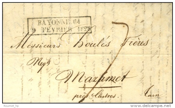 Cachet Encadr&eacute; D'essai De F&eacute;vrier 28 : BAYONNE 64 / 9 FEVRIER 1828. - SUP. - R. - Sonstige & Ohne Zuordnung