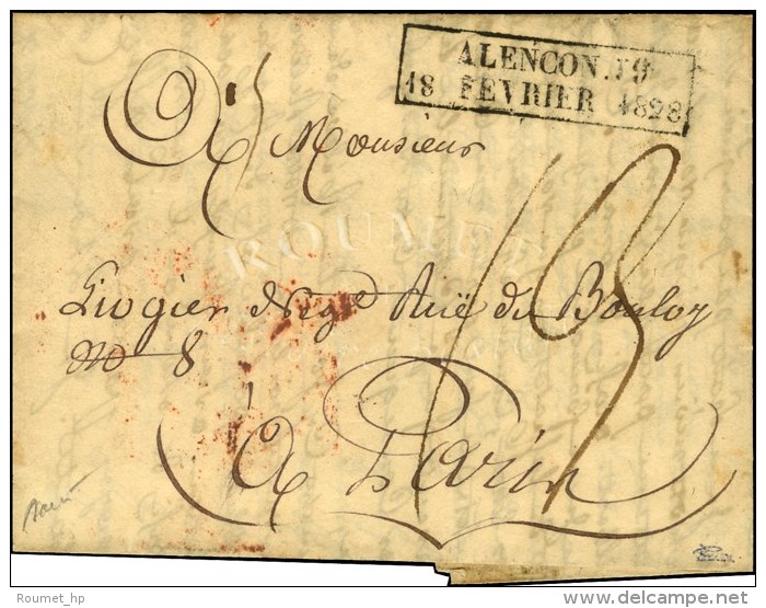 Cachet Encadr&eacute; D'essai De F&eacute;vrier 28 : ALENCON 59 / 18 FEVRIER 1828. - SUP. - RR. - Sonstige & Ohne Zuordnung