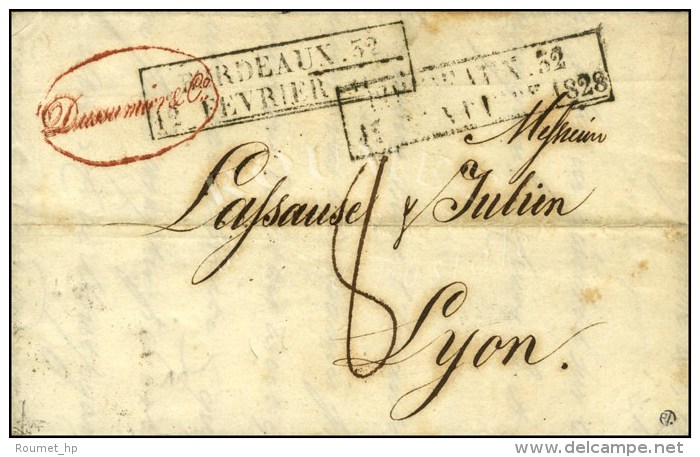 Cachet Encadr&eacute; D'essai De F&eacute;vrier 28 : BORDEAUX 32 / 12 FEVRIER 1828. - TB / SUP. - Sonstige & Ohne Zuordnung