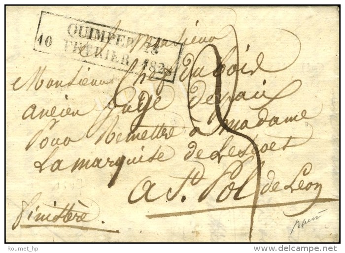 Cachet Encadr&eacute; D'essai De F&eacute;vrier 28 : QUIMPER 28 / 10 FEVRIER 1828. - SUP. - RRR. - Sonstige & Ohne Zuordnung