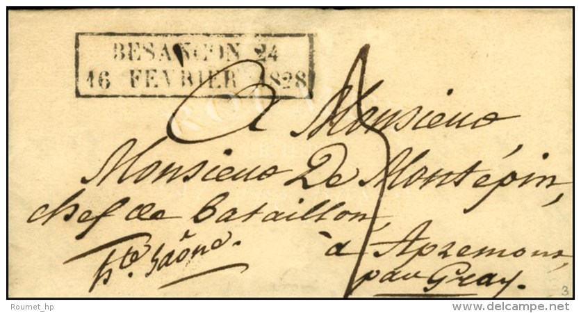 Cachet Encadr&eacute; D'essai De F&eacute;vrier 28 : BESANCON 24 / 16 FEVRIER 1828. - SUP. - R. - Sonstige & Ohne Zuordnung