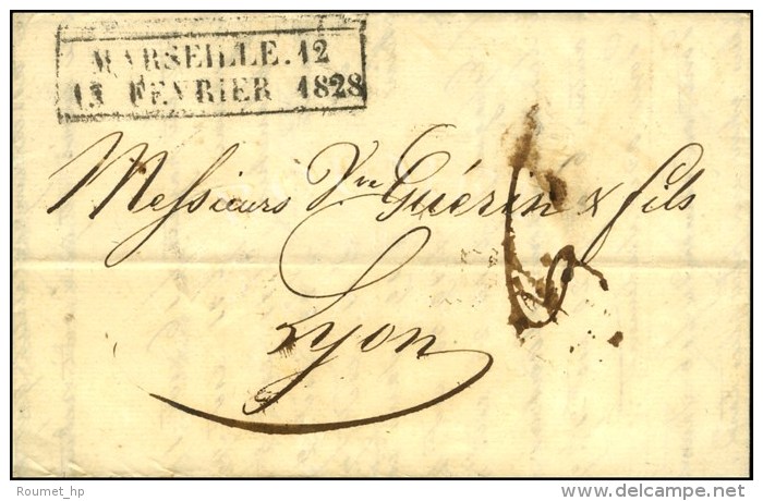 Cachet Encadr&eacute; D'essai De F&eacute;vrier 28 : MARSEILLE 12 / 13 FEVRIER 1828. - TB / SUP. - Sonstige & Ohne Zuordnung