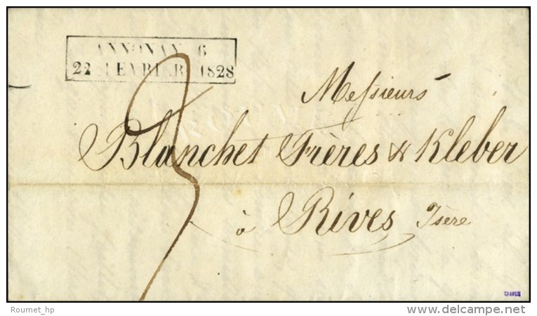 Cachet D'essai Encadr&eacute; ANNONAY 6 / 22 FEVRIER 1828. - SUP. - RR. - Other & Unclassified