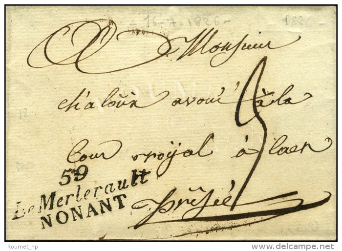 59 / Le Merlereault / NONANT Sur Lettre Avec Texte Dat&eacute; 1826. - SUP. - Sonstige & Ohne Zuordnung