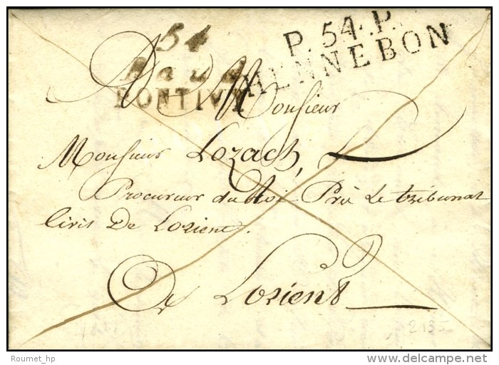 54 / Baud / PONTIVY + P. 54. P. / HENNEBON Sur Lettre Avec Texte Dat&eacute; 1821. - SUP. - R. - Sonstige & Ohne Zuordnung