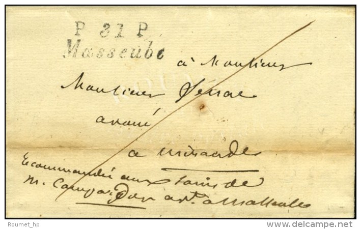 P. 31. P. / Masseube Sur Lettre Avec Texte Dat&eacute; 1834. Exceptionnelle Combinaison D'une Cursive En Port... - Sonstige & Ohne Zuordnung