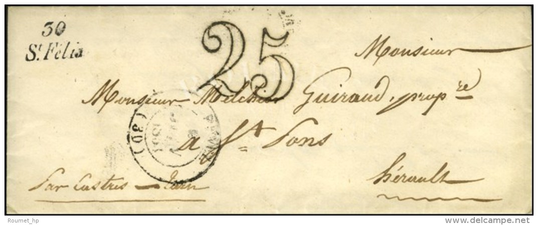 30 / St Felix C&agrave;d T 14 REVEL (30) Taxe 25 DT. 1853. - SUP. - Sonstige & Ohne Zuordnung