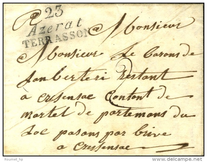 23 / Azerat / TERRASSON Sur Lettre Avec Texte Dat&eacute; 1827. - SUP. - R. - Sonstige & Ohne Zuordnung